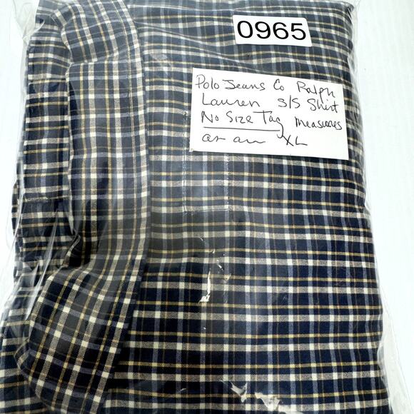 Polo Jeans Co Button Shirt Men XL READ Blue Plaid Ralph Lauren US Flag Vintage - Picture 10 of 10